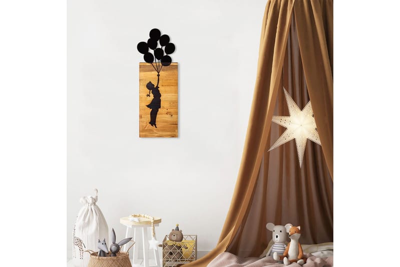 Child And Balloons Väggdekor - Svart - Inredning - Väggdekor - Skylt - Plåtskyltar