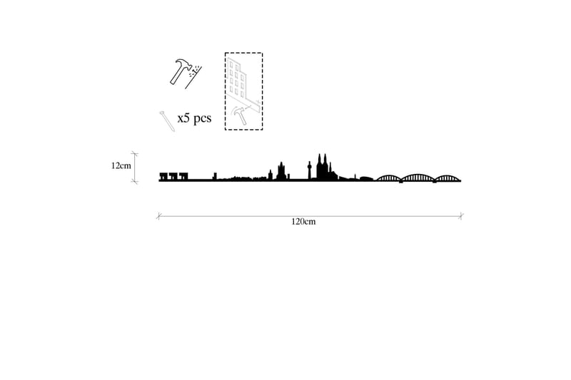 Cologne Skyline Väggdekor - Svart - Inredning - Väggdekor - Skylt - Plåtskyltar