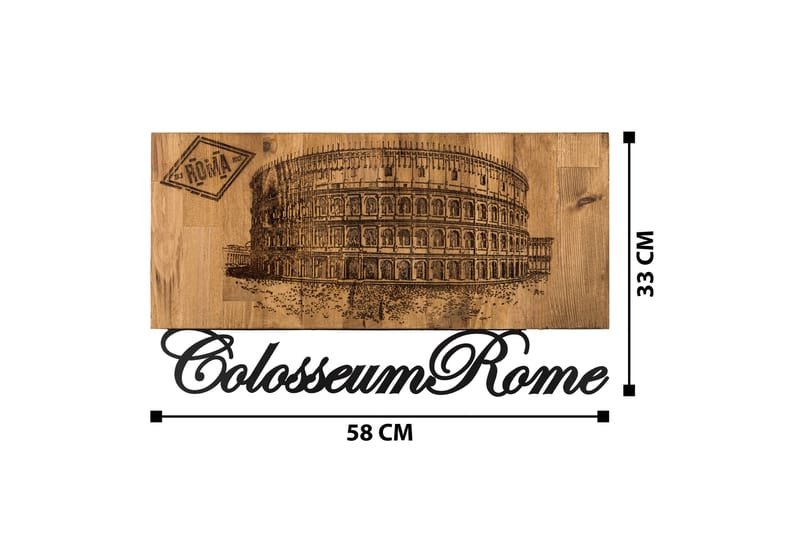 Colosseum Väggdekor - Svart/Valnöt - Plåtskyltar