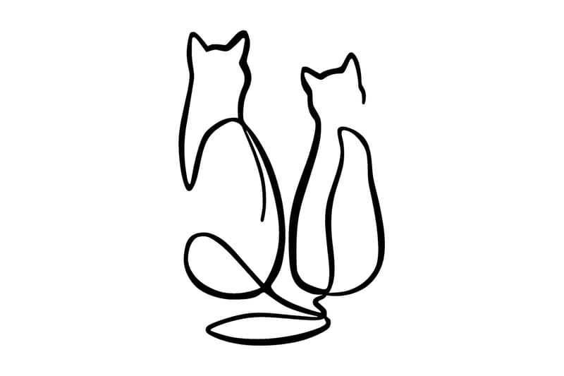 Couple Cat Love Väggdekor - Svart - Inredning - Väggdekor - Skylt - Plåtskyltar