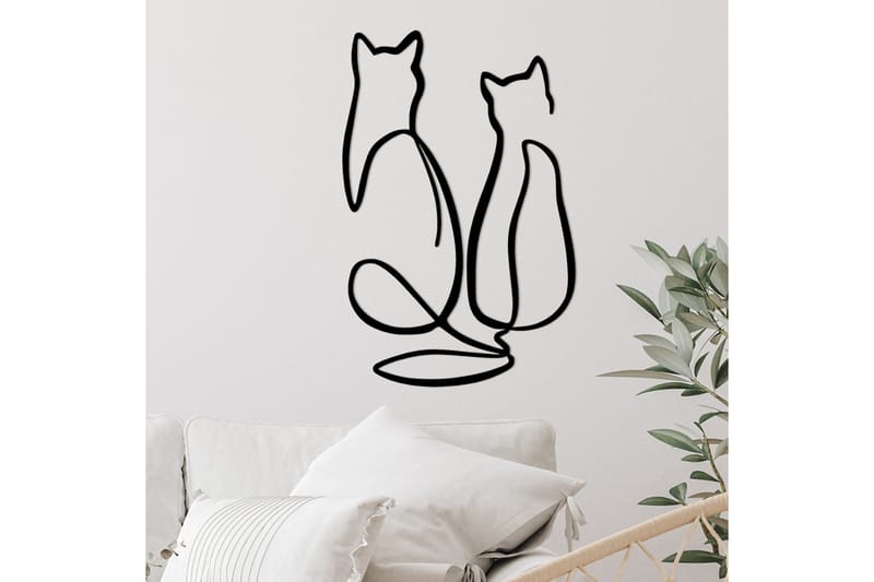 Couple Cat Love Väggdekor - Svart - Inredning - Väggdekor - Skylt - Plåtskyltar