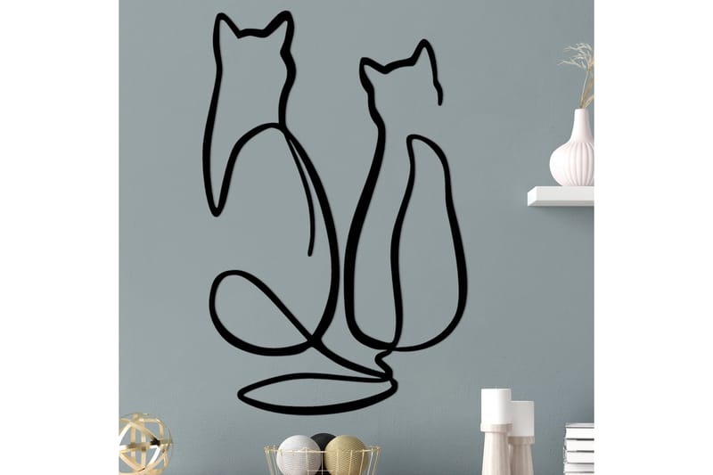 Couple Cat Love Väggdekor - Svart - Inredning - Väggdekor - Skylt - Plåtskyltar