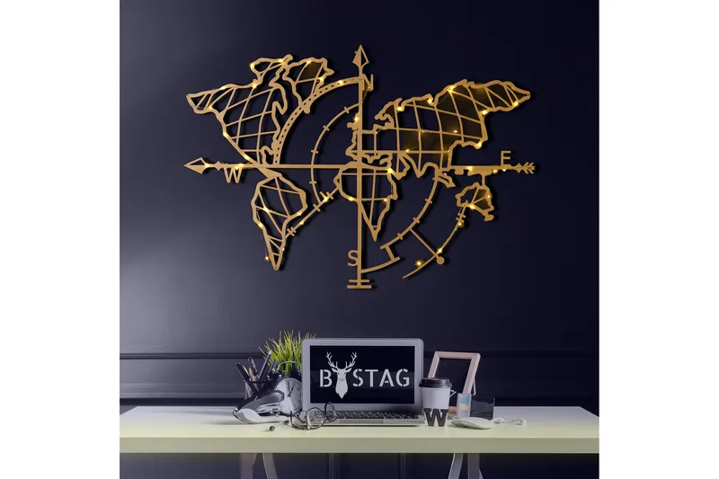 Decorative Metal Wall Accessory 65x95 - Guld - Inredning - Väggdekor - Skylt - Plåtskyltar