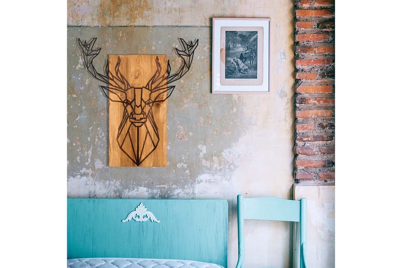 Deer Väggdekor - Svart/Valnöt - Inredning - Väggdekor - Skylt - Plåtskyltar