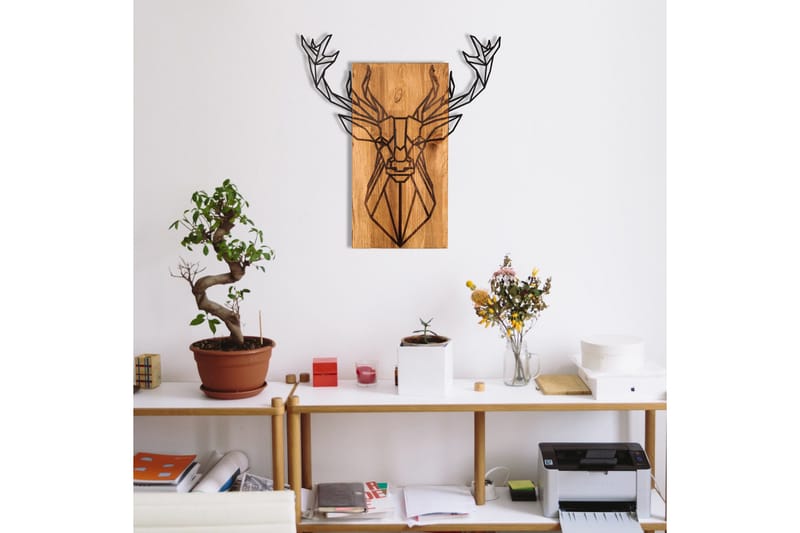 Deer Väggdekor - Svart/Valnöt - Inredning - Väggdekor - Skylt - Plåtskyltar