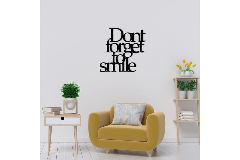 Don't Forget To Smile Väggdekor - Svart - Inredning - Väggdekor - Skylt - Plåtskyltar