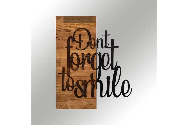 Don't Forget To Smile Väggdekor - Svart/Valnöt - Inredning - Väggdekor - Skylt - Plåtskyltar
