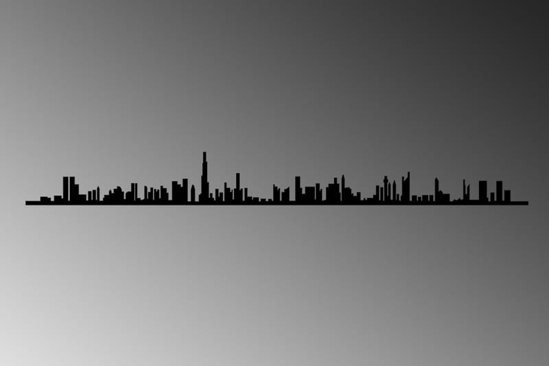 Dubai Skyline Väggdekor - Svart - Plåtskyltar