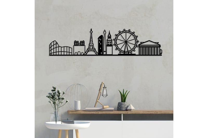 European Cities Skyline Väggdekor - Svart - Inredning - Väggdekor - Skylt - Plåtskyltar