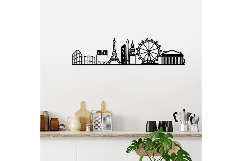 European Cities Skyline Väggdekor - Svart - Inredning - Väggdekor - Skylt - Plåtskyltar