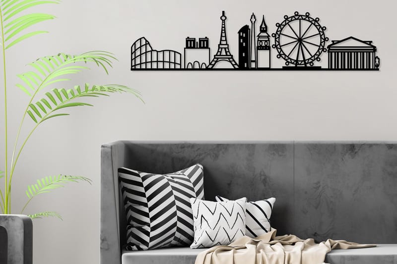 European Cities Skyline Väggdekor - Svart - Inredning - Väggdekor - Skylt - Plåtskyltar