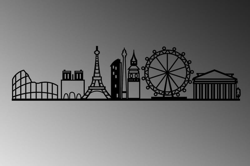 European Cities Skyline Väggdekor - Svart - Inredning - Väggdekor - Skylt - Plåtskyltar