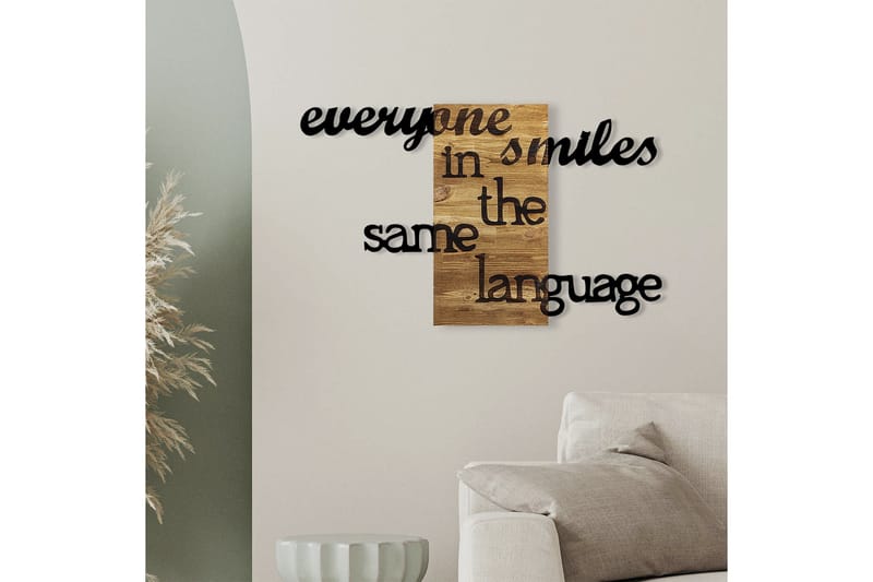 Everyone Smiles in The Same Language Väggdekor - Svart/Valnöt - Inredning - Väggdekor - Skylt - Plåtskyltar