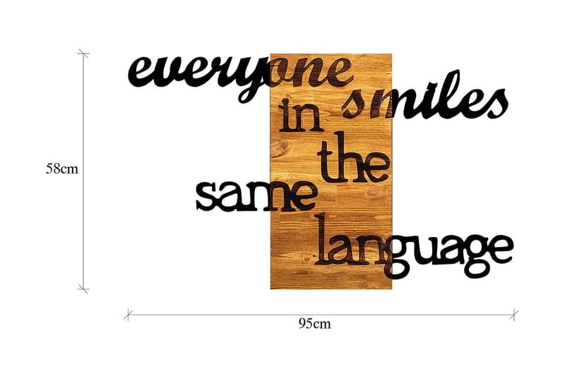 Everyone Smiles in The Same Language Väggdekor - Svart/Valnöt - Inredning - Väggdekor - Skylt - Plåtskyltar