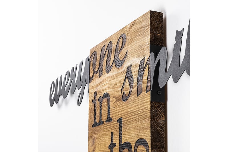 Everyone Smiles in The Same Language Väggdekor - Svart/Valnöt - Inredning - Väggdekor - Skylt - Plåtskyltar