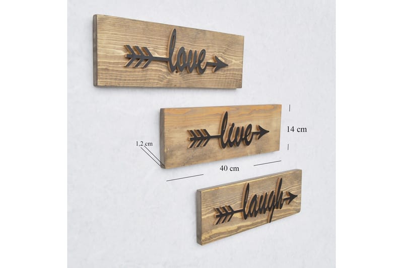 Evila Väggdekoration Love Live Laugh' - Trä - Inredning - Väggdekor - Skylt - Plåtskyltar