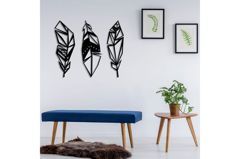 Feather Metal Decor Väggdekor - Svart - Inredning - Väggdekor - Skylt - Plåtskyltar