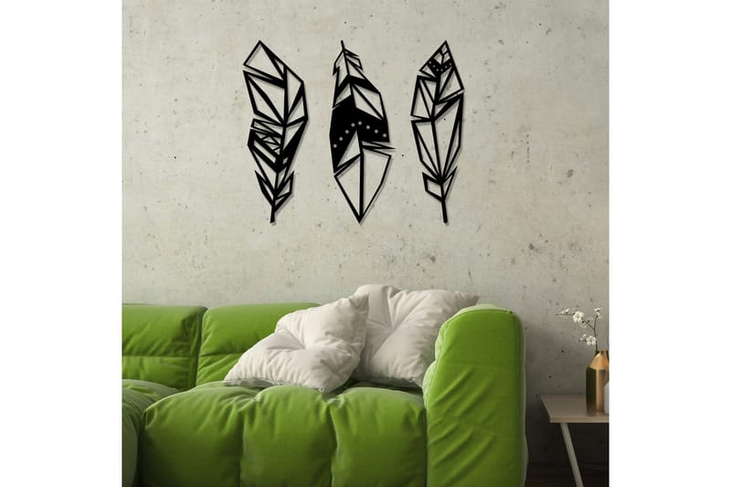 Feather Metal Decor Väggdekor - Svart - Inredning - Väggdekor - Skylt - Plåtskyltar