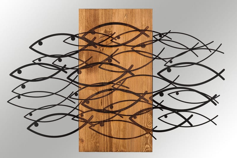 Fish Väggdekor - Svart/Valnöt - Inredning - Väggdekor - Skylt - Plåtskyltar