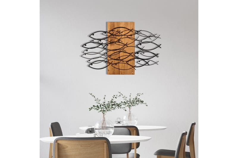 Fish Väggdekor - Svart/Valnöt - Inredning - Väggdekor - Skylt - Plåtskyltar