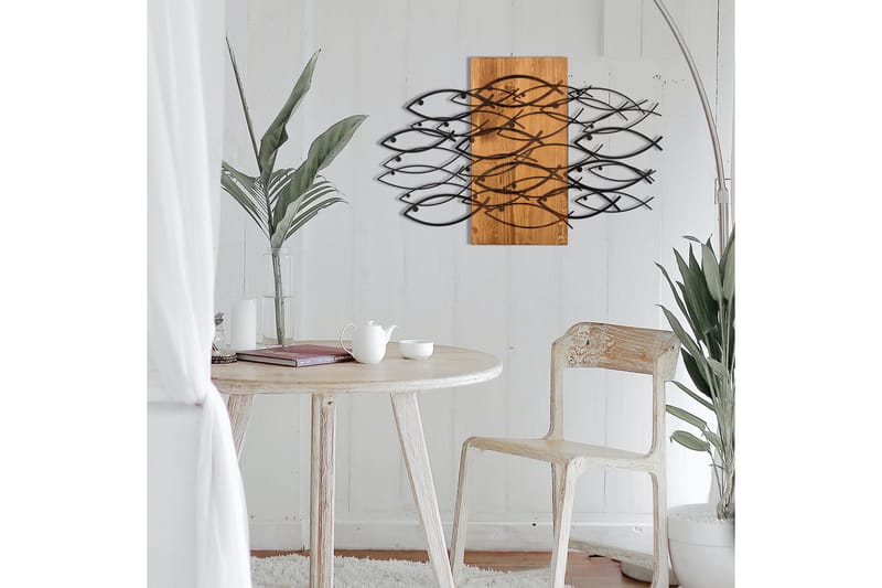 Fish Väggdekor - Svart/Valnöt - Inredning - Väggdekor - Skylt - Plåtskyltar