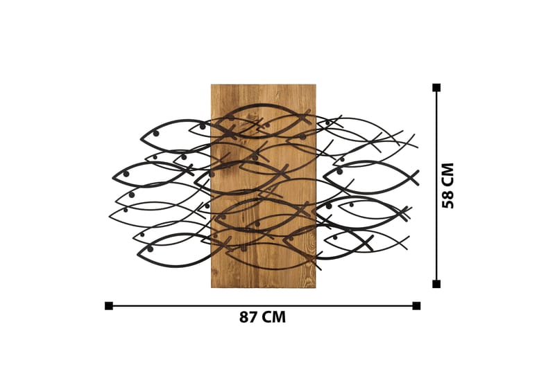 Fish Väggdekor - Svart/Valnöt - Inredning - Väggdekor - Skylt - Plåtskyltar