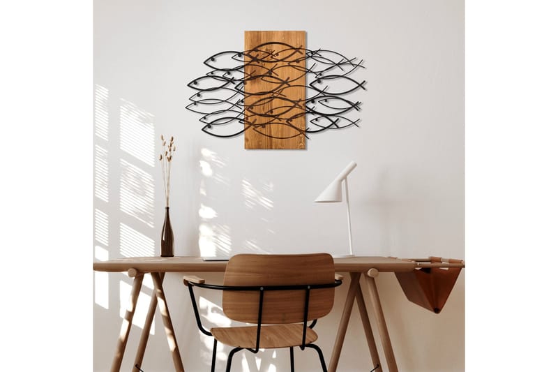 Fish Väggdekor - Svart/Valnöt - Inredning - Väggdekor - Skylt - Plåtskyltar