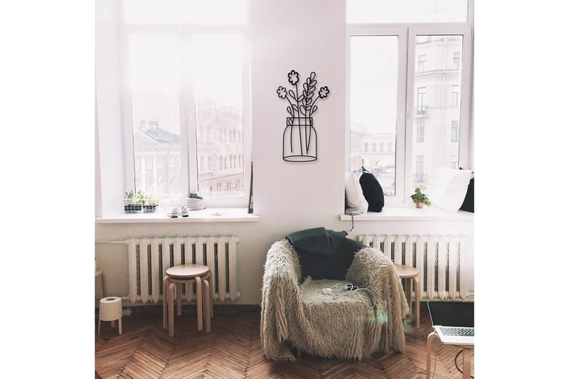 Flower 3 Väggdekor - Svart - Inredning - Väggdekor - Skylt - Plåtskyltar