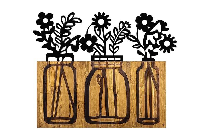 Flower 5 Väggdekor, Svart/Valnöt