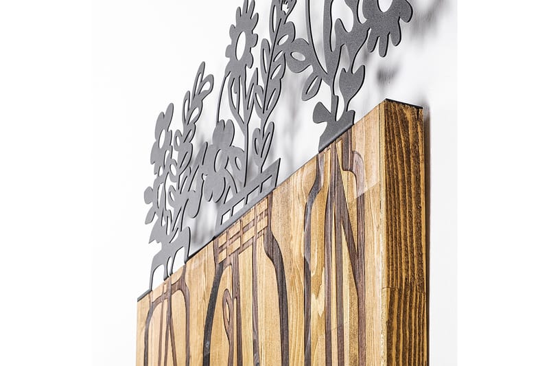 Flower 5 Väggdekor - Svart/Valnöt - Inredning - Väggdekor - Skylt - Plåtskyltar