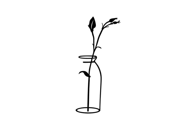Flower In The Vase Väggdekor - Svart - Inredning - Väggdekor - Skylt - Plåtskyltar