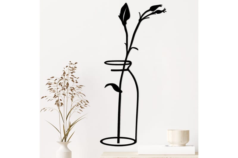 Flower In The Vase Väggdekor - Svart - Inredning - Väggdekor - Skylt - Plåtskyltar