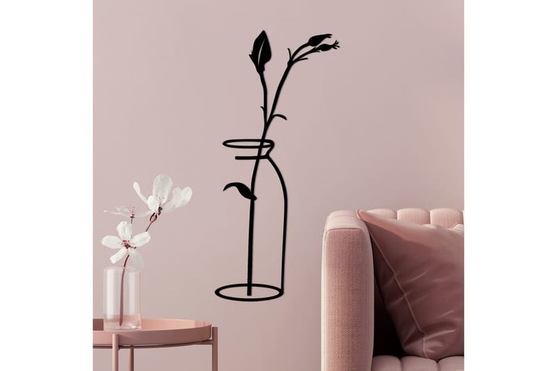 Flower In The Vase Väggdekor - Svart - Inredning - Väggdekor - Skylt - Plåtskyltar