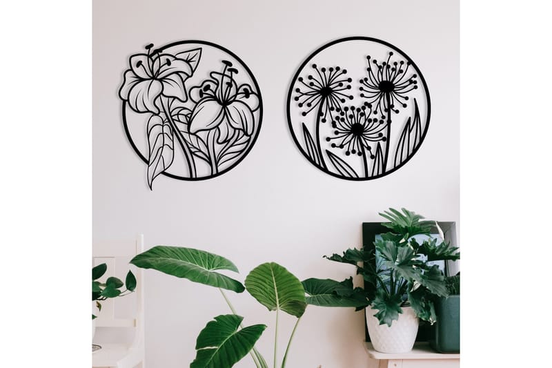 Flowers Väggdekor - Svart - Inredning - Väggdekor - Skylt - Plåtskyltar