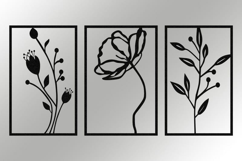 Flowers Väggdekor - Svart - Inredning - Väggdekor - Skylt - Plåtskyltar