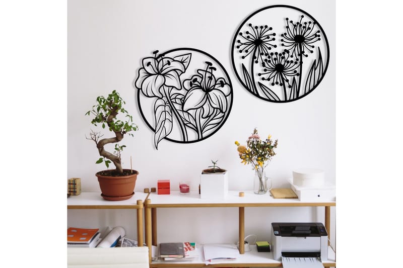 Flowers Väggdekor - Svart - Inredning - Väggdekor - Skylt - Plåtskyltar