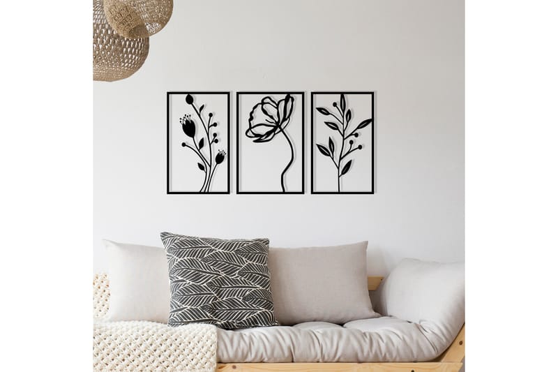 Flowers Väggdekor - Svart - Inredning - Väggdekor - Skylt - Plåtskyltar