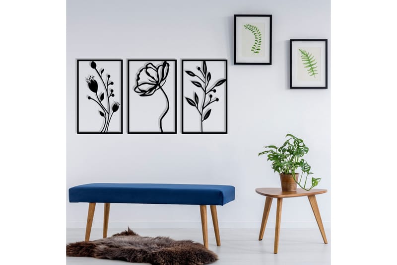 Flowers Väggdekor - Svart - Inredning - Väggdekor - Skylt - Plåtskyltar