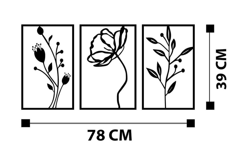 Flowers Väggdekor - Svart - Inredning - Väggdekor - Skylt - Plåtskyltar