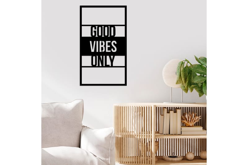 Good Vibes Only 40 cm Väggdekor - Svart - Inredning - Väggdekor - Skylt - Plåtskyltar