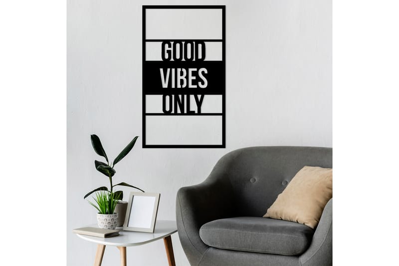 Good Vibes Only 40 cm Väggdekor - Svart - Inredning - Väggdekor - Skylt - Plåtskyltar