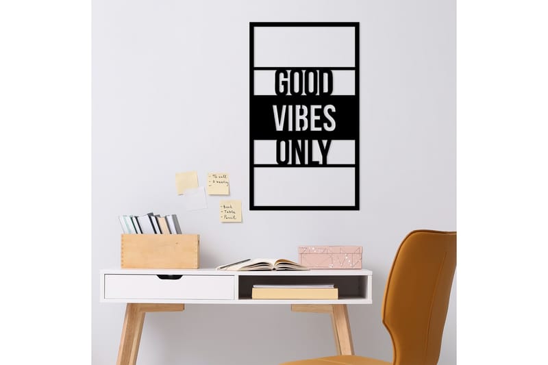 Good Vibes Only 40 cm Väggdekor - Svart - Inredning - Väggdekor - Skylt - Plåtskyltar