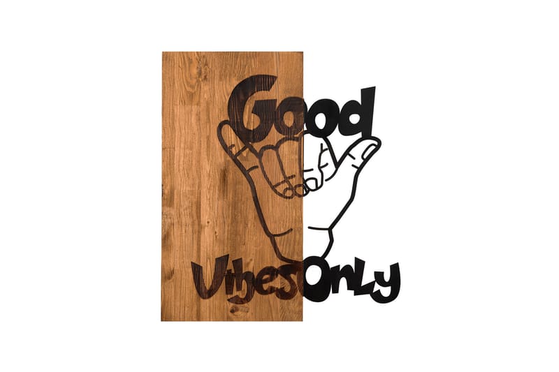 Good Vibes Väggdekor - Svart/Valnöt - Inredning - Väggdekor - Skylt - Plåtskyltar