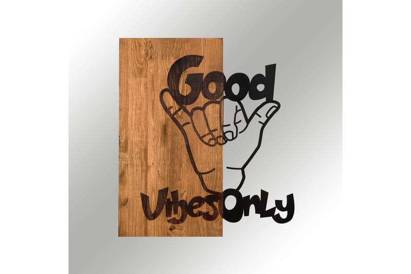 Good Vibes Väggdekor - Svart/Valnöt - Inredning - Väggdekor - Skylt - Plåtskyltar