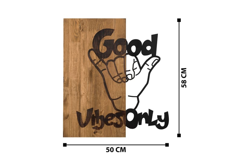 Good Vibes Väggdekor - Svart/Valnöt - Inredning - Väggdekor - Skylt - Plåtskyltar