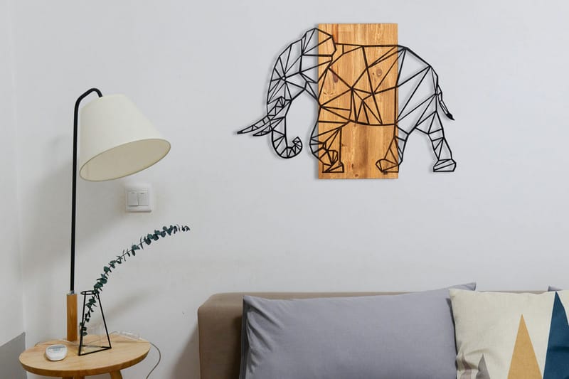 Great Elephant Väggdekor - Svart/Valnöt - Inredning - Väggdekor - Skylt - Plåtskyltar