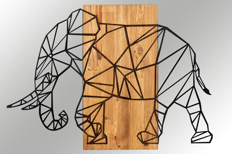 Great Elephant Väggdekor - Svart/Valnöt - Inredning - Väggdekor - Skylt - Plåtskyltar