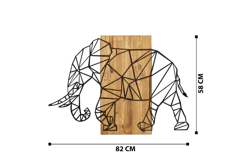 Great Elephant Väggdekor - Svart/Valnöt - Inredning - Väggdekor - Skylt - Plåtskyltar