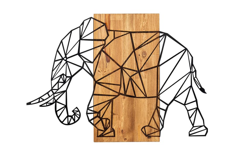 Great Elephant Väggdekor - Svart/Valnöt - Inredning - Väggdekor - Skylt - Plåtskyltar
