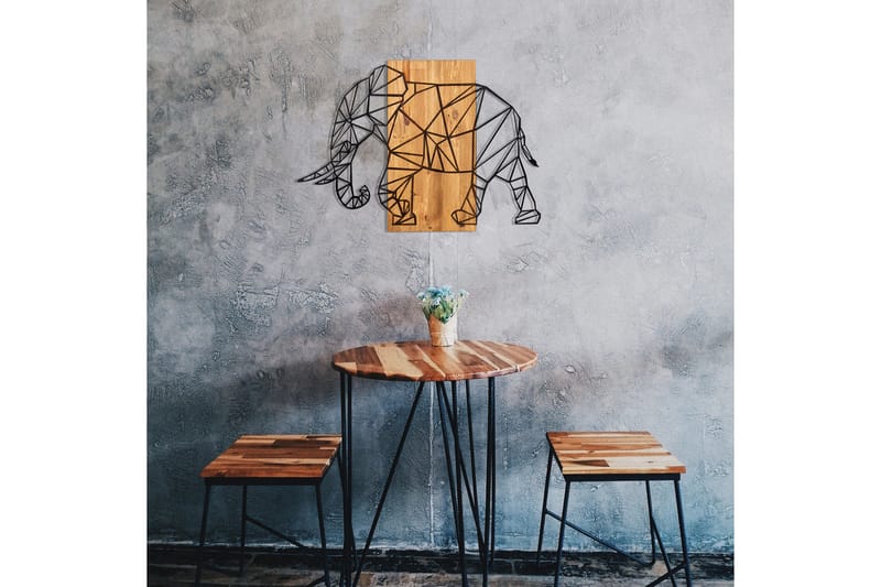 Great Elephant Väggdekor - Svart/Valnöt - Inredning - Väggdekor - Skylt - Plåtskyltar